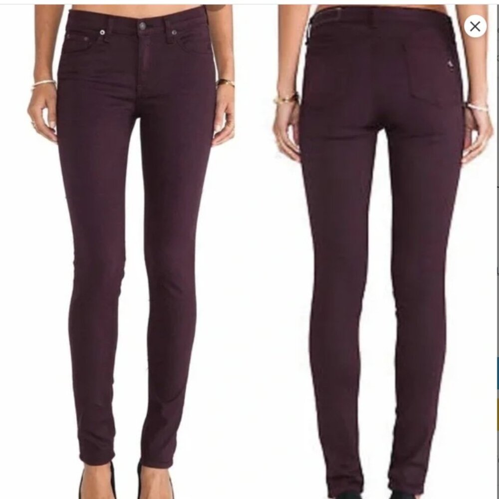 Rag & Bone Mulberry (Maroon) Midrise Skinny Jeans